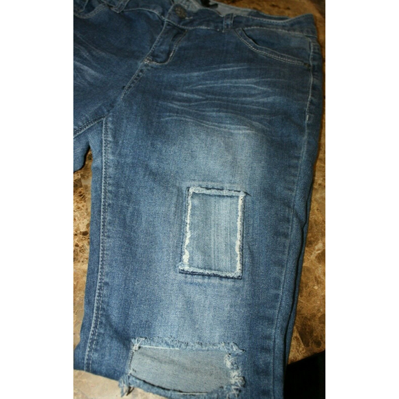 Rue 21 Premiere Women's Jeans Blue Stretch Jeans Patches SZ 9/10  32x29 - Picture 6 of 7